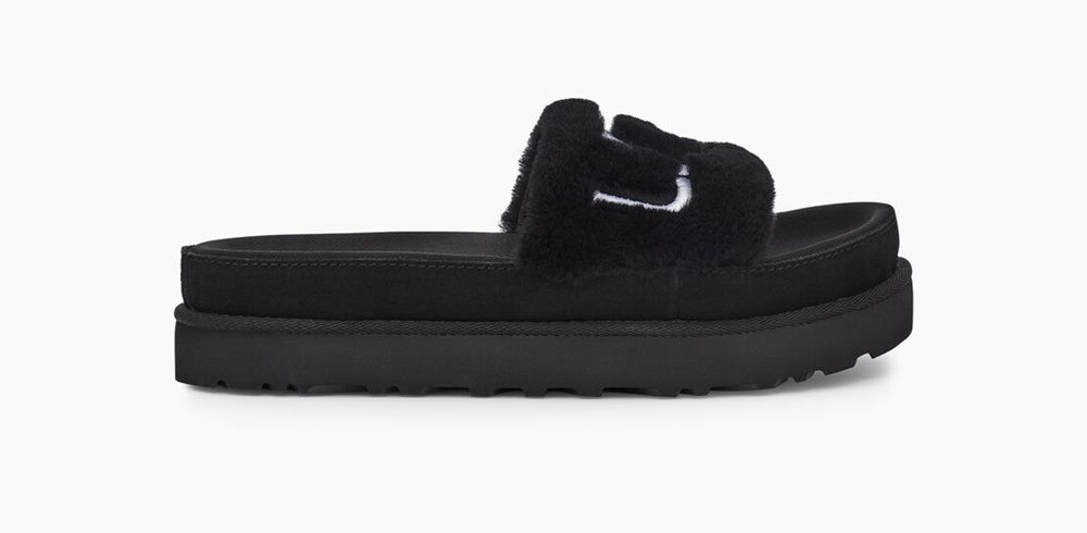 Ugg Slide Womens - Ugg Laton Fur Black - 901EBDSTF